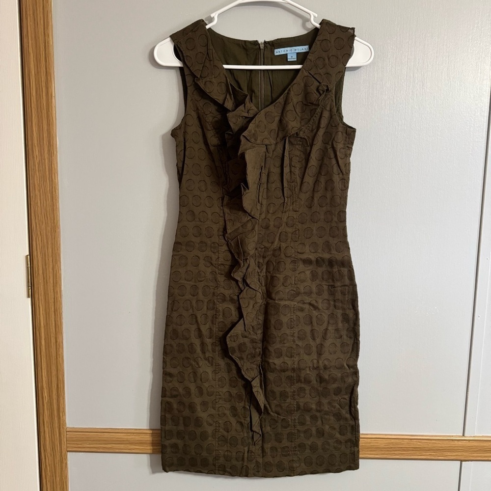 Antonio Melani Olive Green Above the Knees Dress Size 0